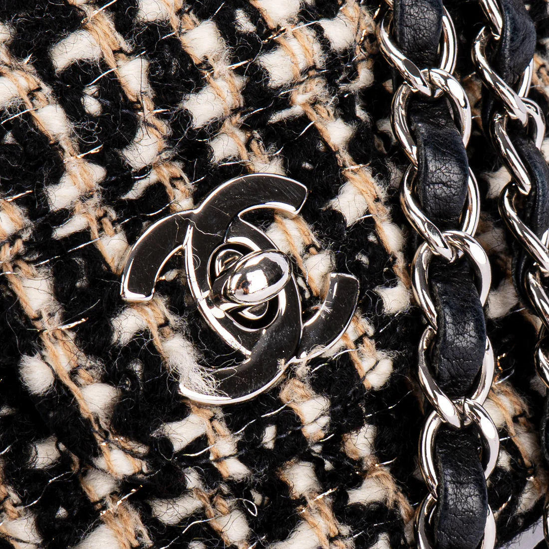 Chanel Quilted Tweed Medium Double Flap Crossbody Bag