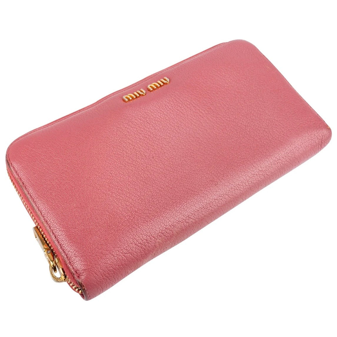 Miu Miu Pink Leather Zip Around Wallet