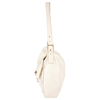 Fendi White Whipstitch Leather Shoulder Bag