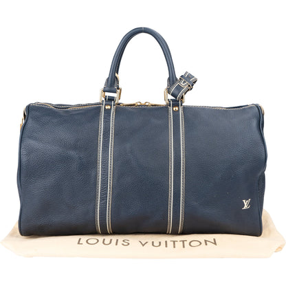 Louis Vuitton Premium Navy Tobago Leather Keepall 50