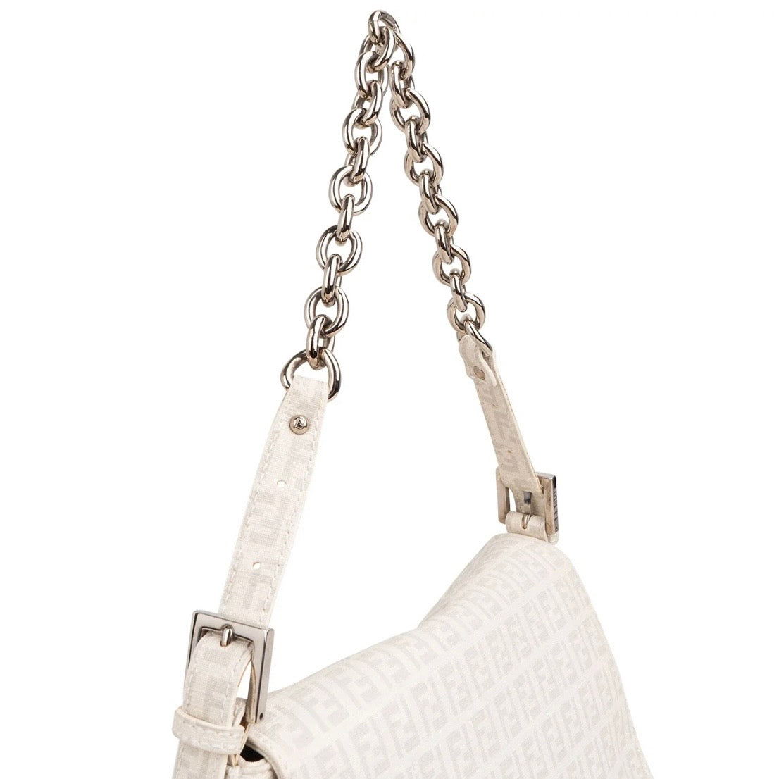 Fendi Zucchino Canvas Chain Baguette Mamma Shoulder Bag