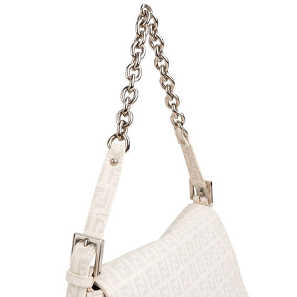 Fendi Zucchino Canvas Chain Baguette Mamma Shoulder Bag