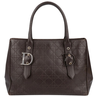 Christian Dior Quilted Cannage Leather D Buckle Shopping Tote Handbag