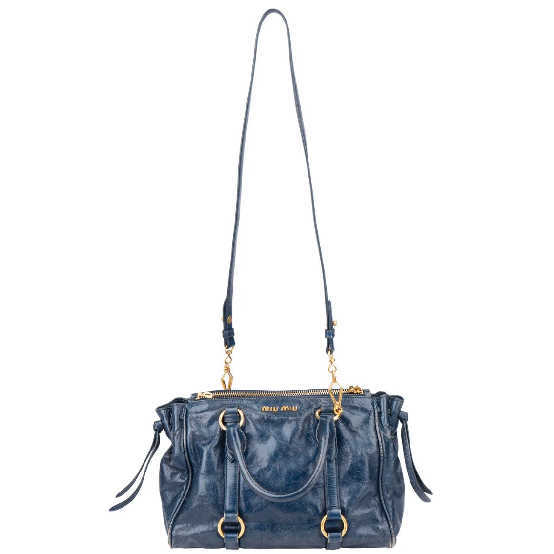 Miu Miu Blue Leather City Handbag