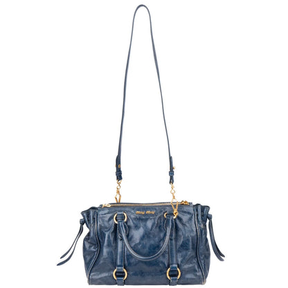 Miu Miu Blue Leather City Handbag
