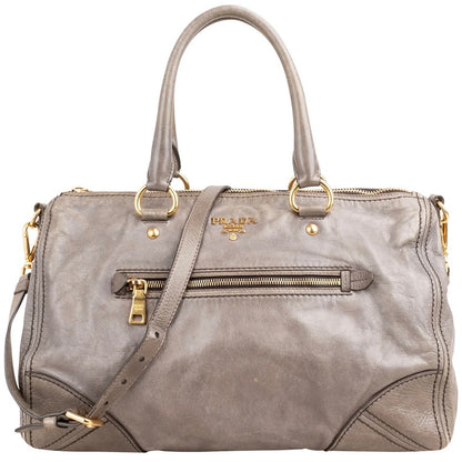 Prada Vitello Shine Leather Bauletto Satchel Handbag