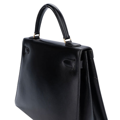 Hermès Noir Boxcalf Kelly 32 Handbag