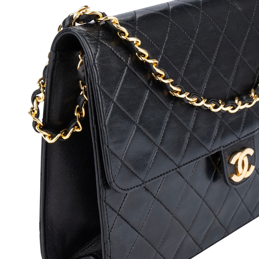 Chanel Quilted Lambskin 24K Gold Single Flap Shoulder Bag