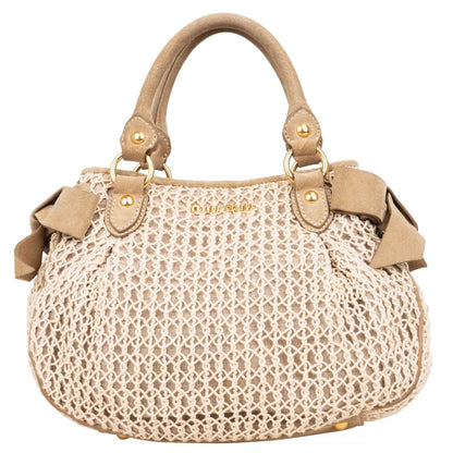 Miu Miu Suede and Crochet Bow City Handbag