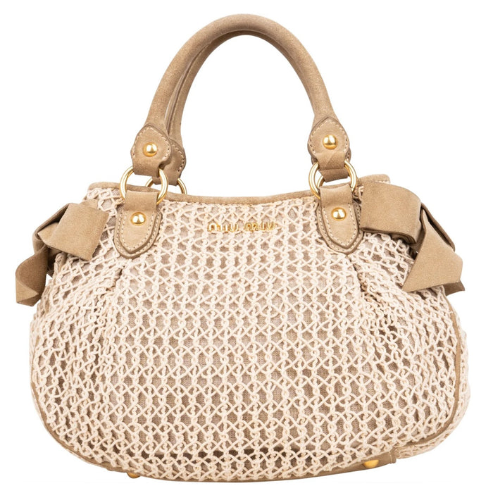 Miu Miu Suede and Crochet Bow City Handbag