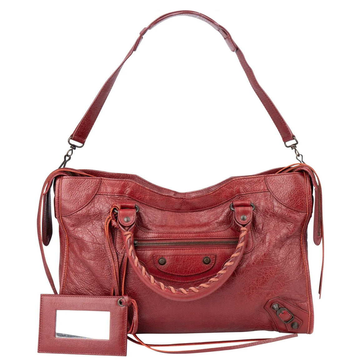 Balenciaga Bordeaux Leather City Handbag