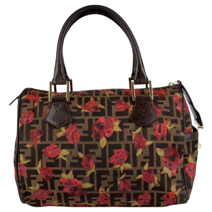 Fendi FF Monogram Zucca Roses Boston Bag