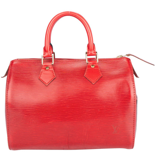 Louis Vuitton Red Vernis Monogram Speedy 25 Handbag