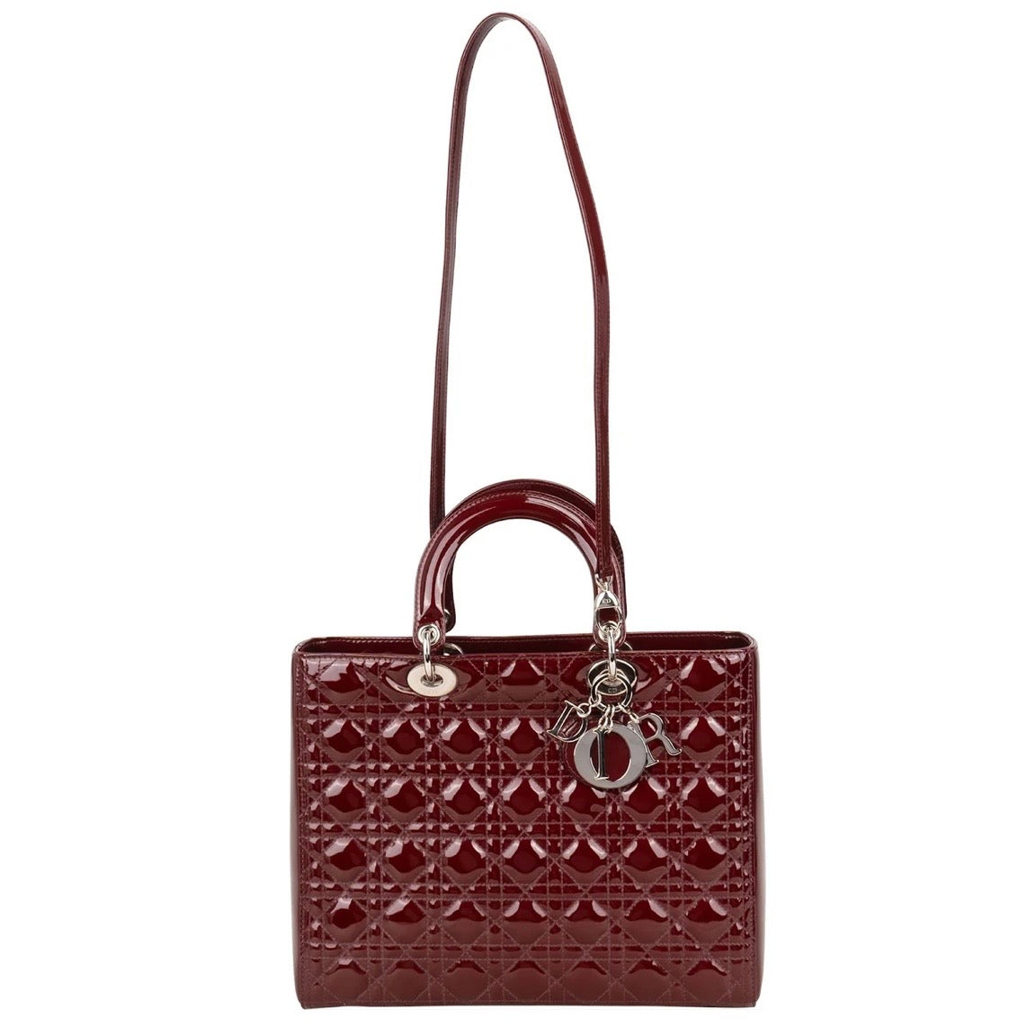 Christian Dior Quilted Patent Leather Lady Dior Handbag