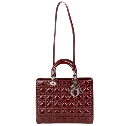 Christian Dior Quilted Patent Leather Lady Dior Handbag