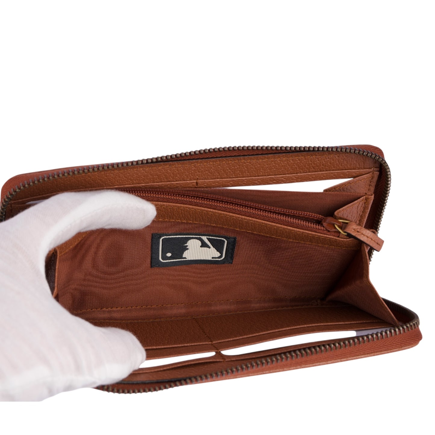 Gucci Blue Guccissima Leather NY Yankees Zip Wallet
