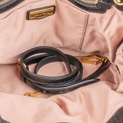 Miu Miu Black Leather Classic City Handbag
