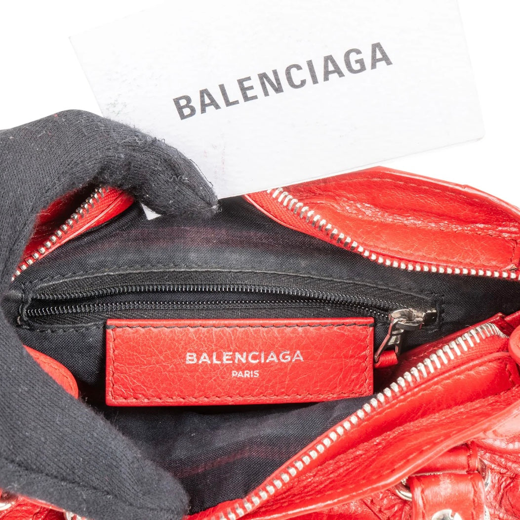 Balenciaga Red Leather Mini City Handbag