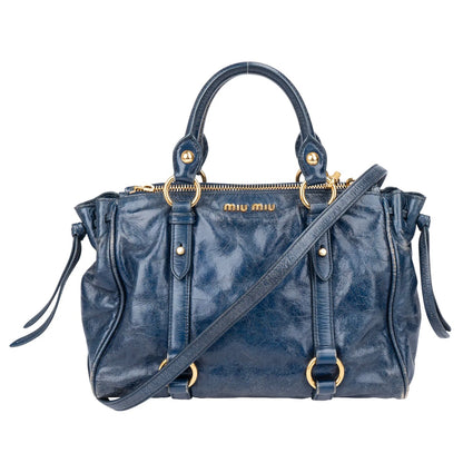 Miu Miu Blue Leather City Handbag