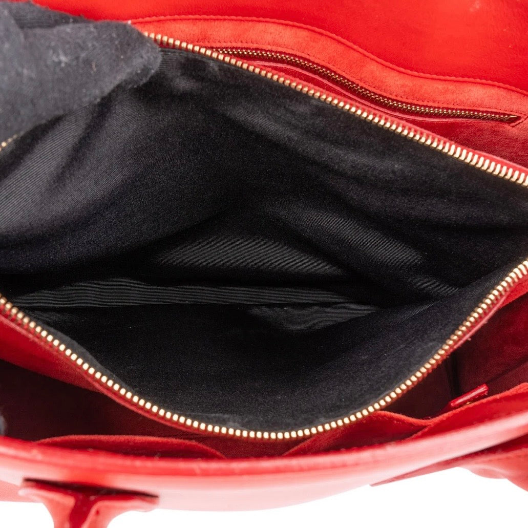 Yves Saint Laurent Red Calfskin Leather Sac de Jour Handbag