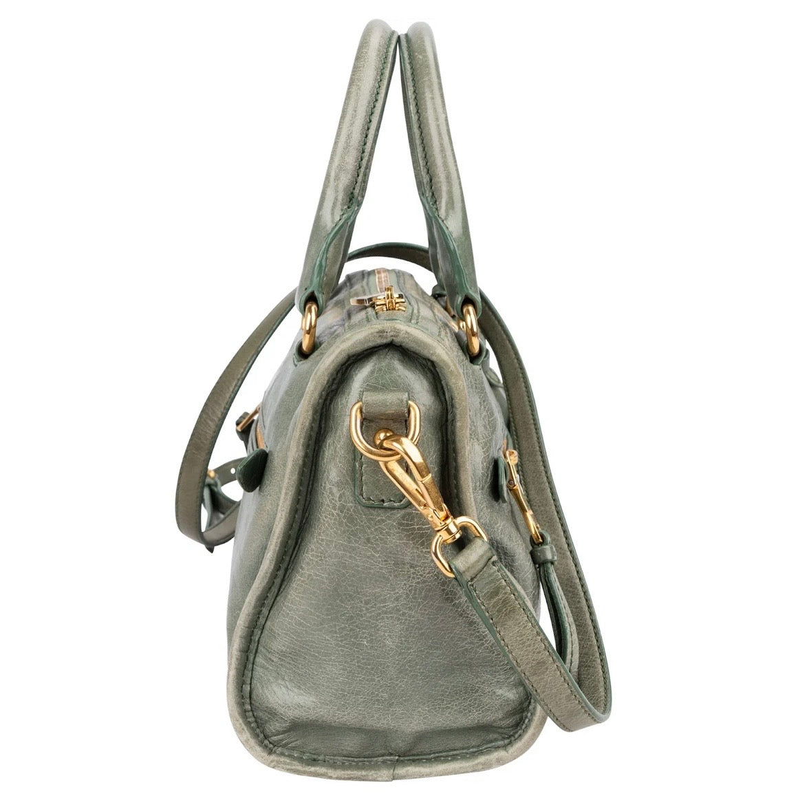 Miu Miu Vitello Shine Leather Mini Bauletto Handbag