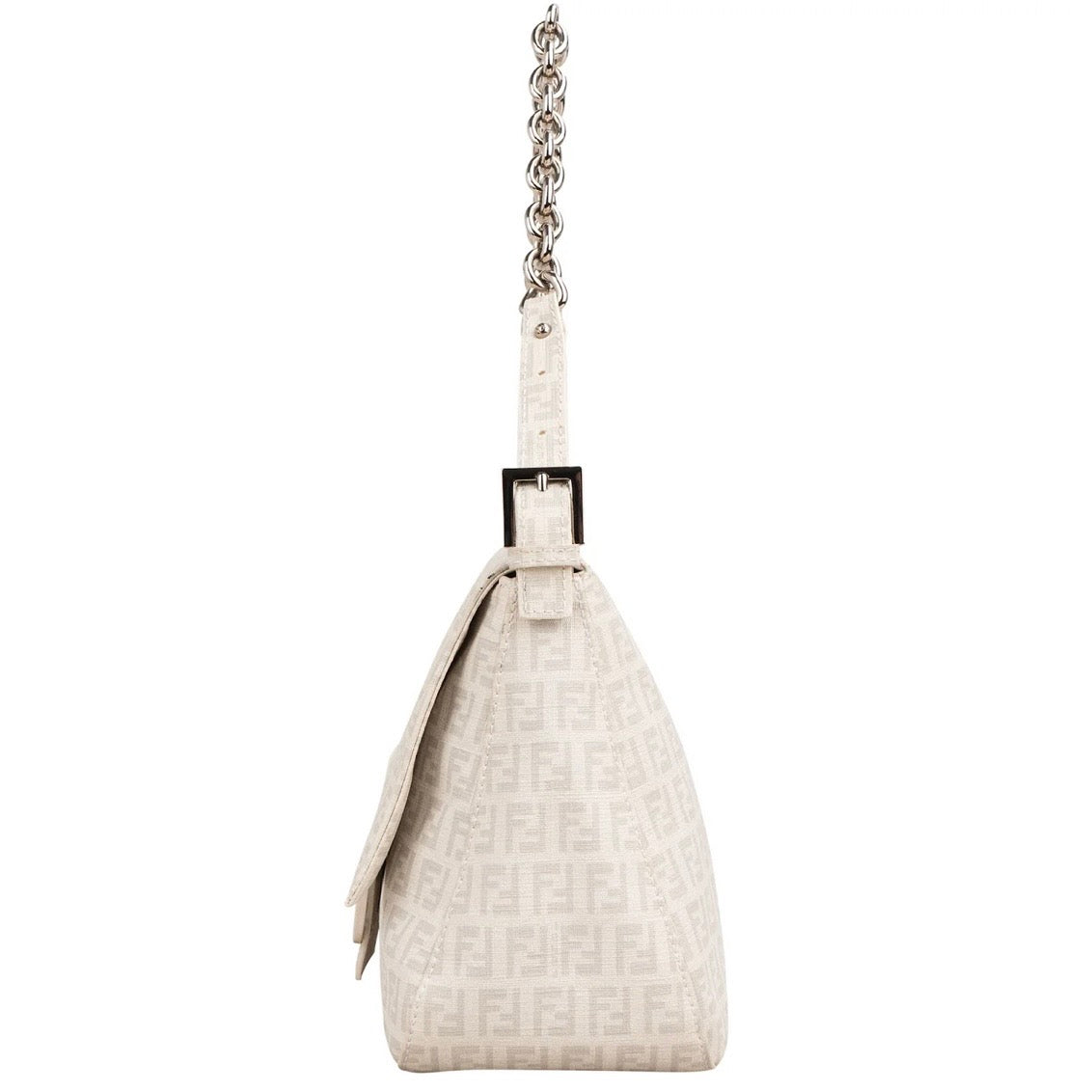 Fendi Zucchino Canvas Chain Baguette Mamma Shoulder Bag