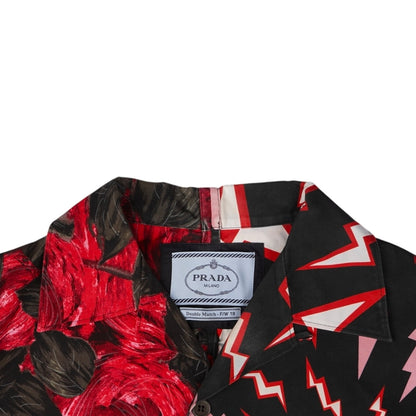 Prada FW19 Red Double Match Split Bowling Shirt