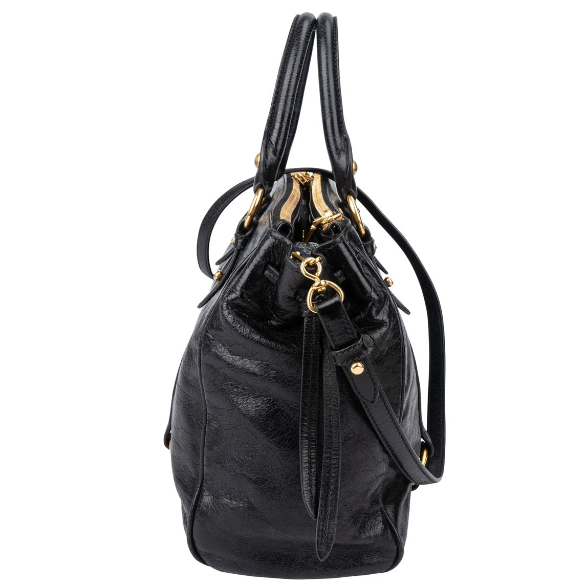 Miu Miu Black Leather City Handbag