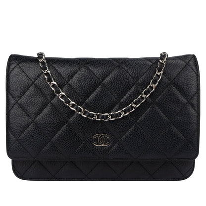 Chanel Quilted Caviar Leather Wallet On Chain Crossbody Bag