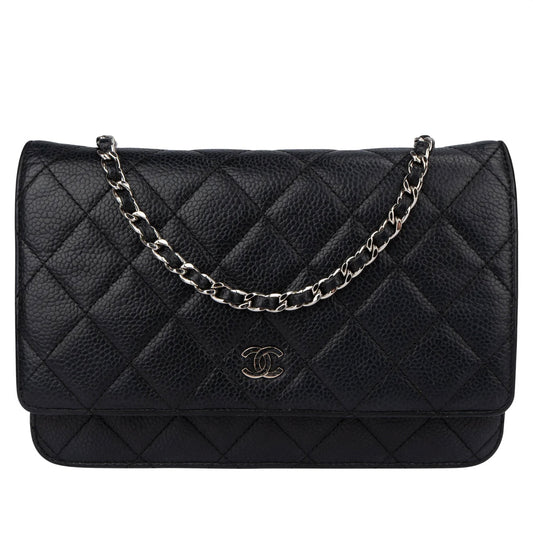 Chanel Quilted Caviar Leather Wallet On Chain Crossbody Bag