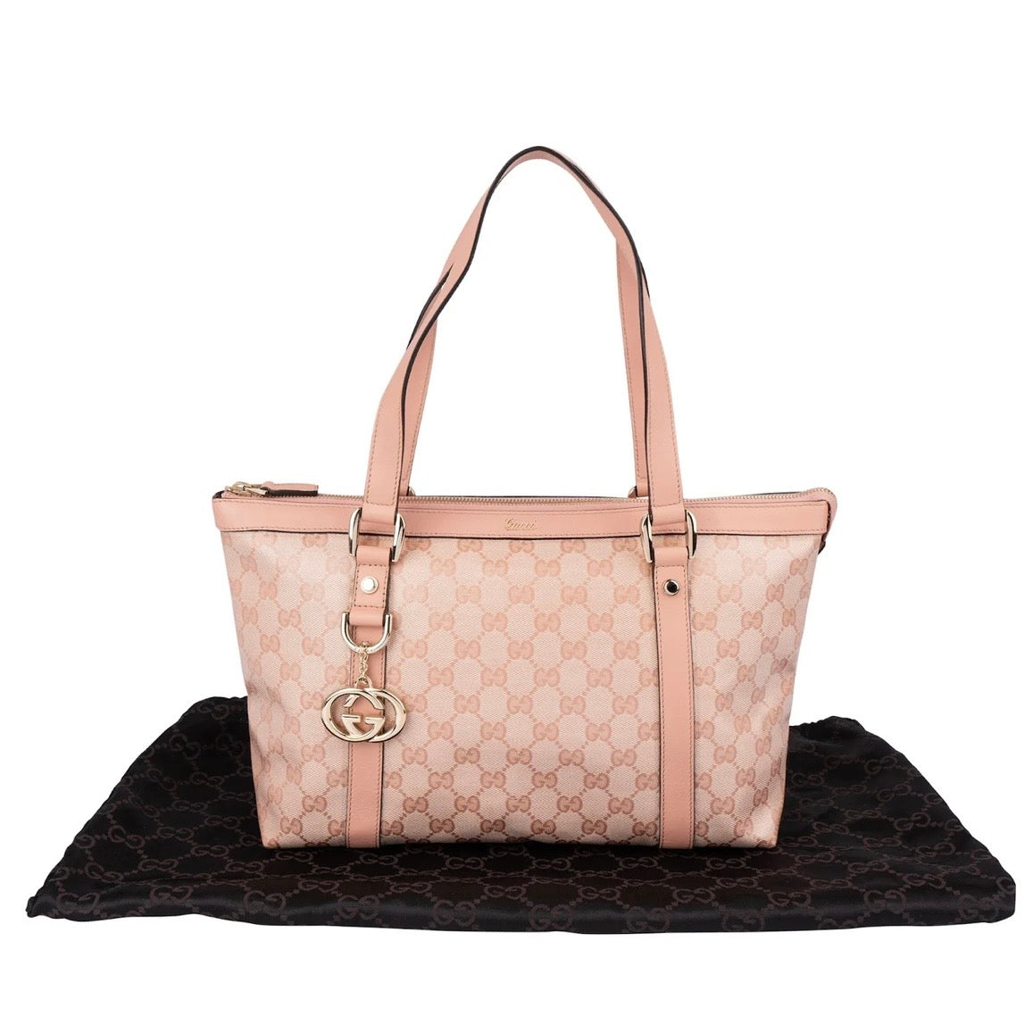 Gucci Monogram GG Coated Canvas Pink Abbey Tote Shoulder Bag