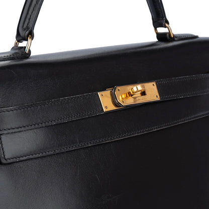Hermès Noir Boxcalf Kelly 32 Handbag