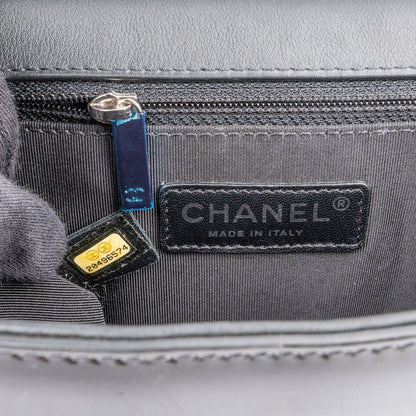 Chanel Quilted Patent Caviar Leather Large Boy Single Flap Crossbody Bag