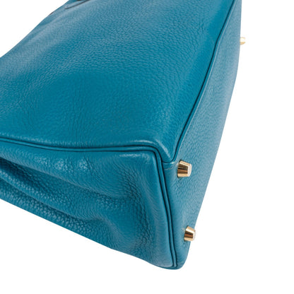 Hermès Bleu Izmir Clemence Leather Kelly 32 Handbag