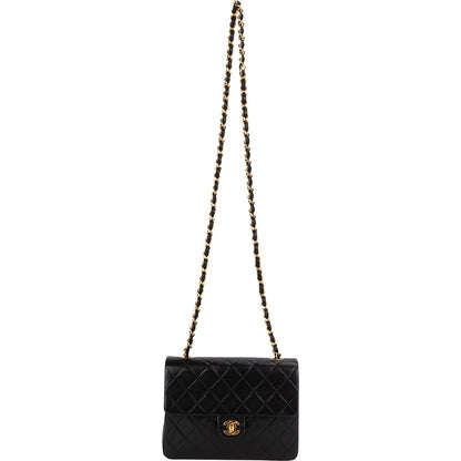 Chanel Quilted Lambskin Rectangular 24K Gold Single Flap Crossbody Bag