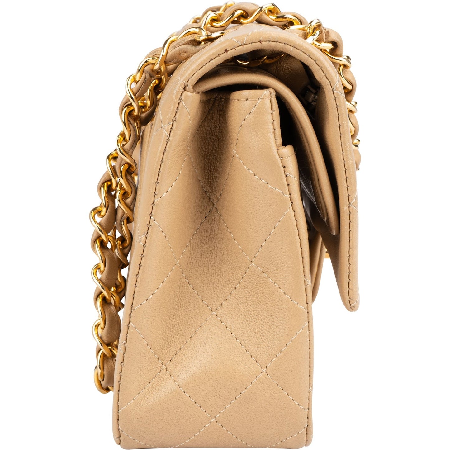 Chanel Quilted Lambskin 24K Gold Small Double Flap Shoulder Bag