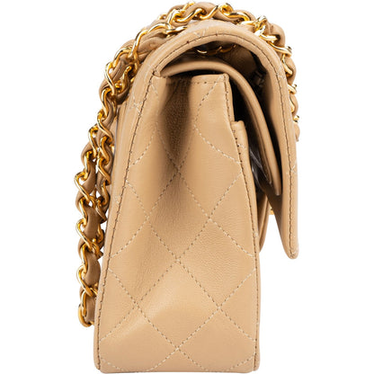 Chanel Quilted Lambskin 24K Gold Small Double Flap Shoulder Bag