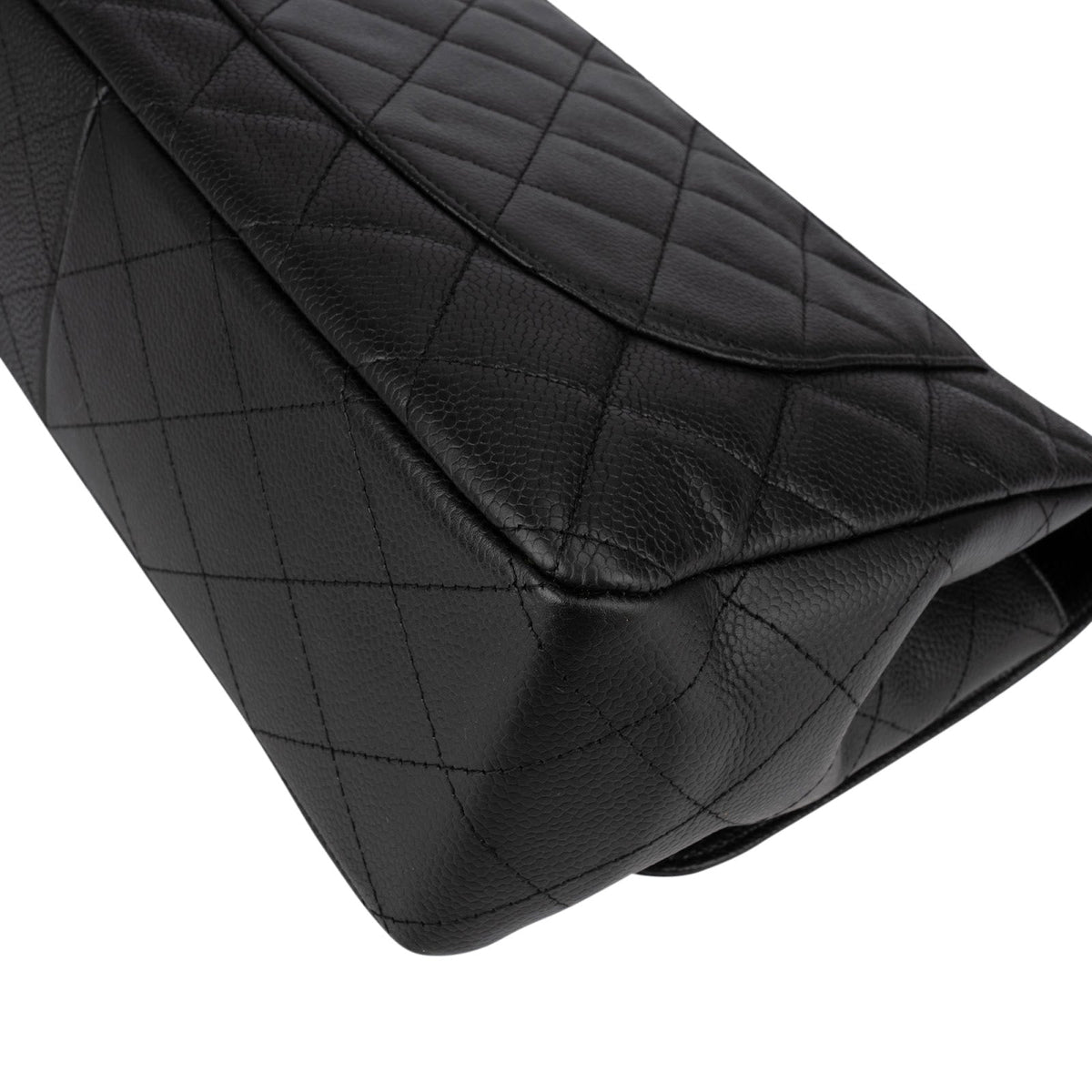 Chanel Quilted Caviar Leather Palladium Jumbo Single Flap Crossbody Bag