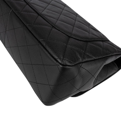 Chanel Quilted Caviar Leather Palladium Jumbo Single Flap Crossbody Bag