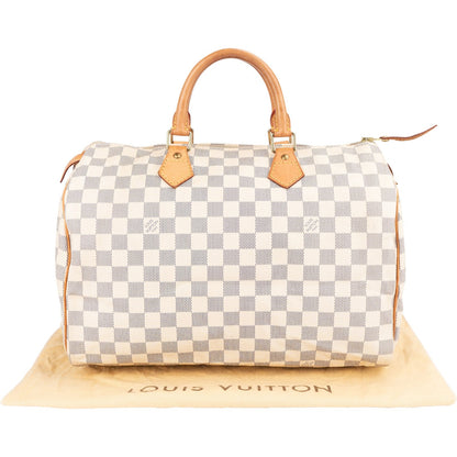 Louis Vuitton Monogram Damier Azur Canvas Speedy 35 Handbag