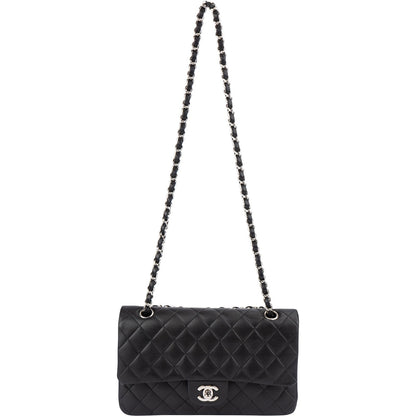 Chanel Quilted Lambskin Palladium Medium Double Flap Shoulder Bag
