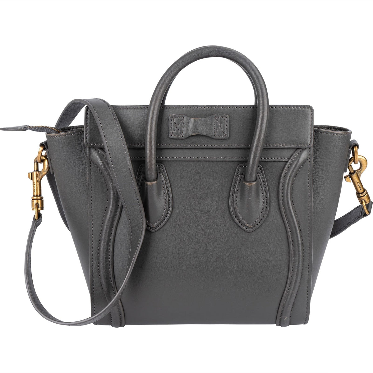 Céline Grey Leather Luggage Handbag