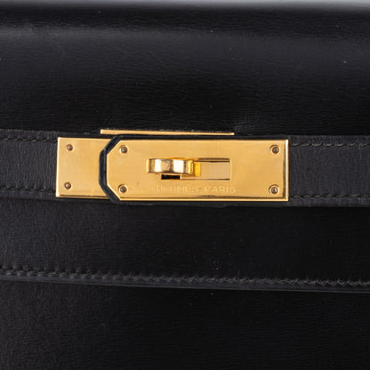 Hermès Noir Box Calf Kelly 32 Sellier Handbag