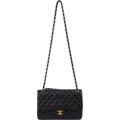 Chanel Quilted Caviar Leather Jumbo Double Flap Crossbody Bag