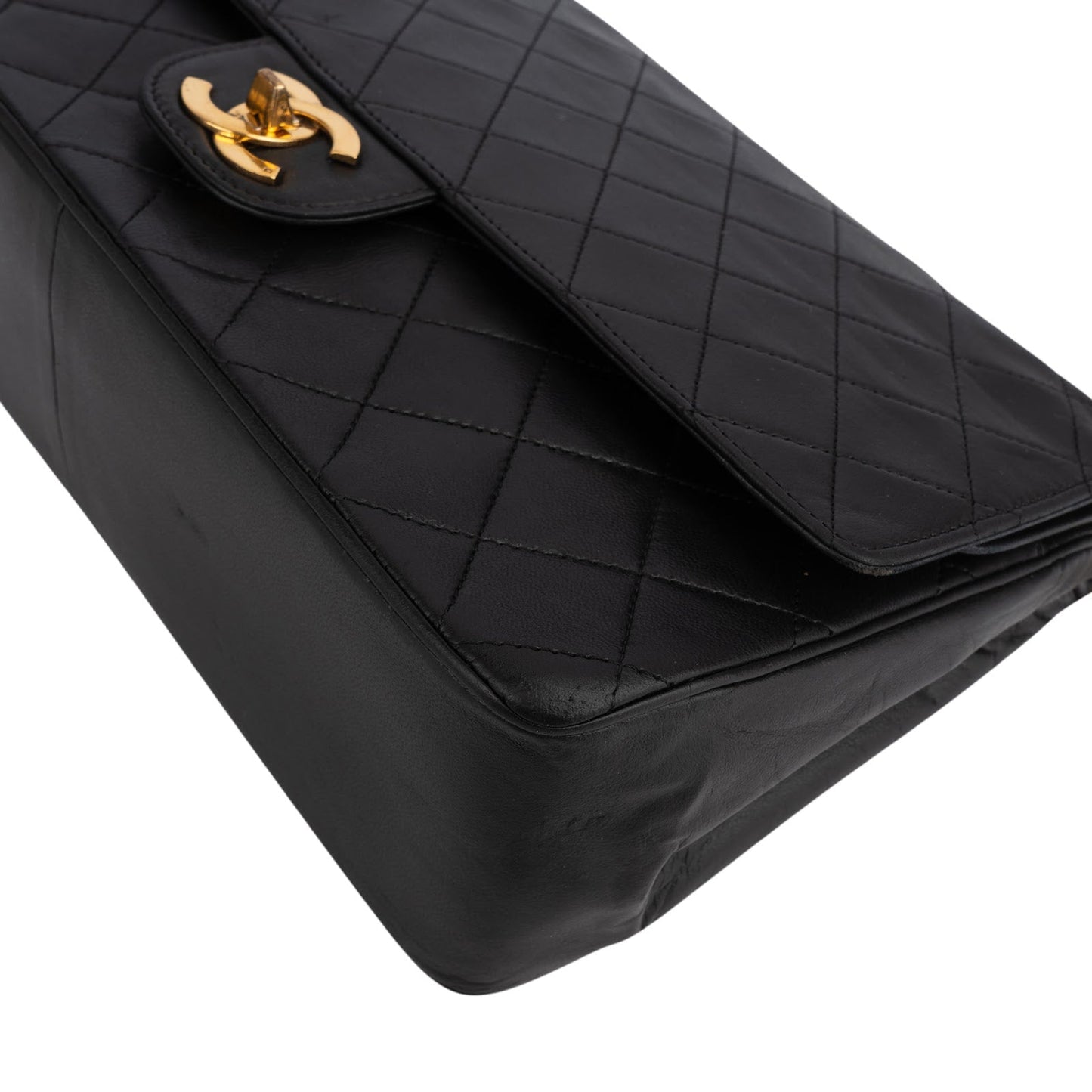 Chanel Quilted Lambskin 24K Gold Double Flap Shoulder Bag