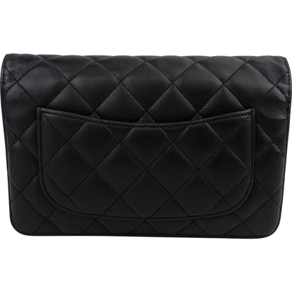 Chanel Quilted Lambskin Palladium Wallet On Chain Crossbody Bag
