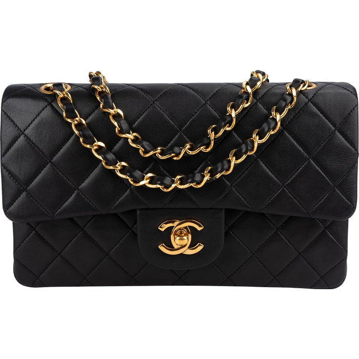 Chanel Quilted Lambskin 24K Gold Small Double Flap Shoulder Bag