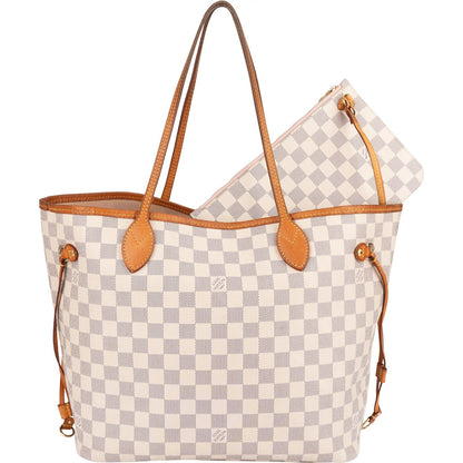 Louis Vuitton Monogram Damier Azur Neverfull MM Shoulder Bag
