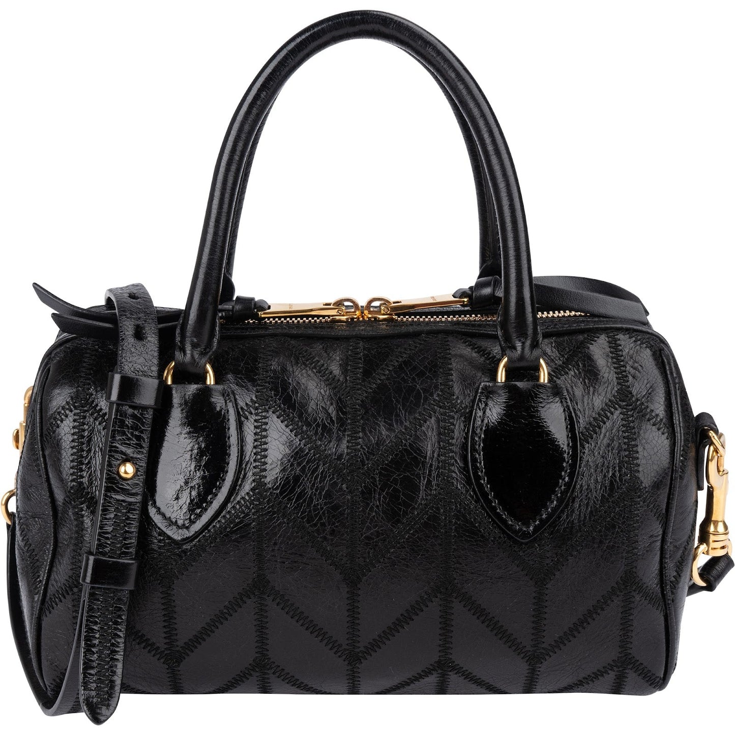 Miu Miu Vitello Shine Lux Stitched Small Bauletto Handbag