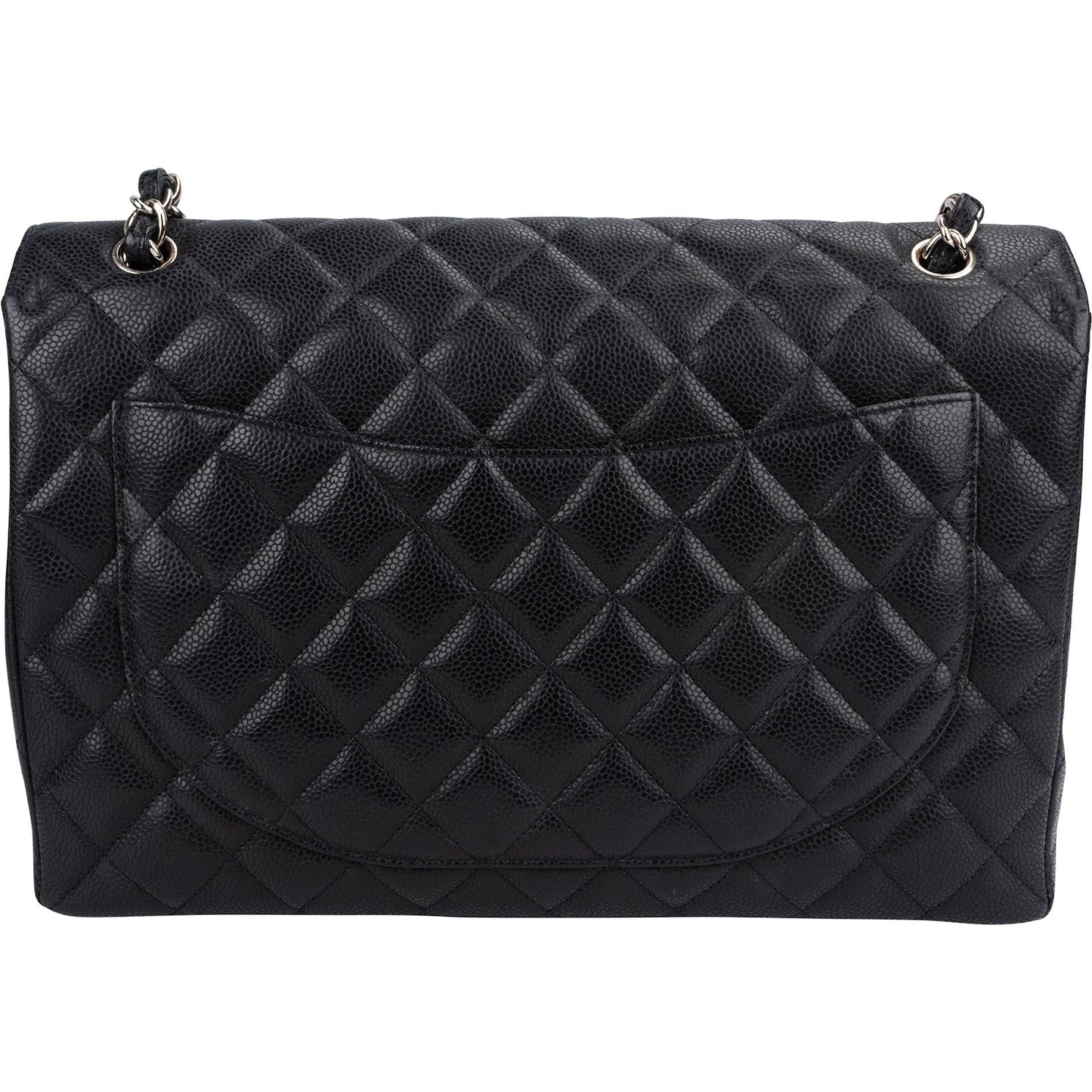 Chanel Quilted Caviar Leather Palladium Maxi Single Flap Crossbody Bag